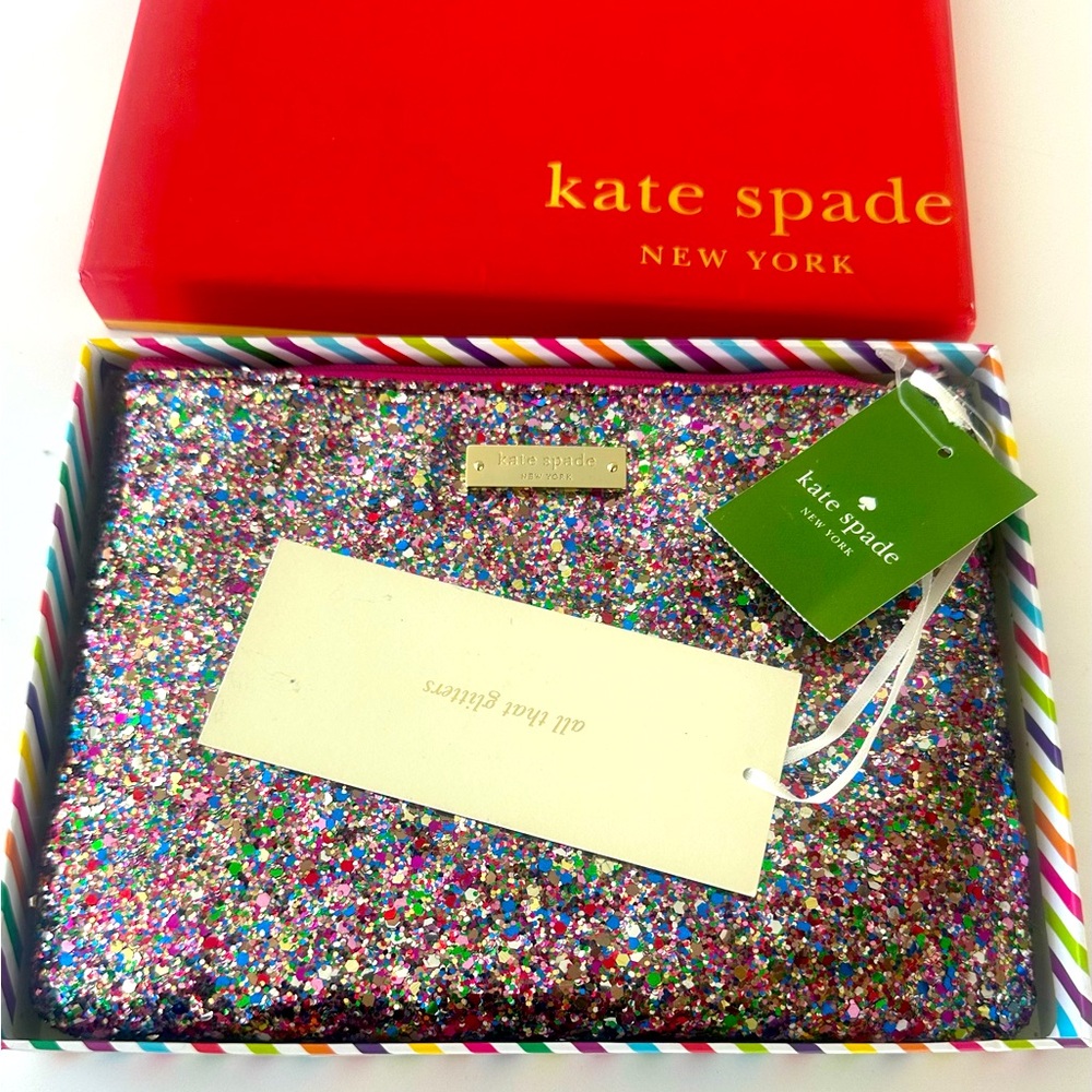 Kate Spade Glitter Pouch -New in box